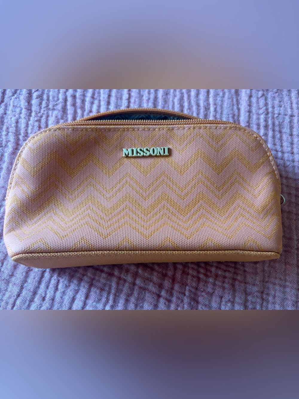 Missoni x Delta Peach-Pink-Orange Zigzag Zip Pouch - Picture 2 of 7